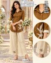 Brown Beige Color Salsa Silk Embroidery Co Ord Set ER 311008